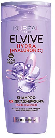 L'Oréal Paris Elvive Shampoo Hydra Hyaluronic, 72H Idratazione Profonda, con Acido Ialuronico, 300 ml