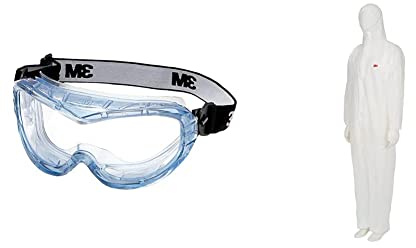 3M Fheit Fahrenheit 71360-00012M Gafas de Seguridad + Mono de Seguridad con Capuchon, en Polipropileno, Blanco, Tamaño M