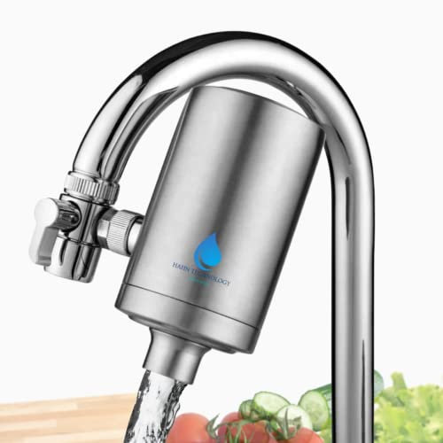 HAHN Technology® Wasserfilter für den Wasserhahn – Edelstahl-Gehäuse mit Aktivkohle-Plus-Filterkartusche | Für sauberes Trinkwasser | Entfernt Chlor, Mikroplastik & Schadstoffe