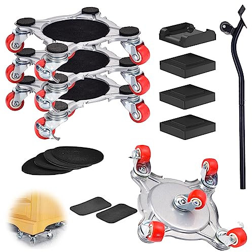 Lot de 16 roues pour meubles, 400 kg, pour meubles avec roues, élévateur de meubles avec pied de porc et coussin de levage, pour centres commerciaux, maisons, bureaux