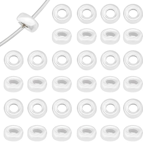 BENECREAT 50 pz 925 perline Distanziali In Argento Sterling, Perline Sfuse Heishi Rotonde Piatte Da 3.2x1.8 mm A Rondelle per La Ricerca di Gioielli Fai Da Te, Collane e Braccialetti