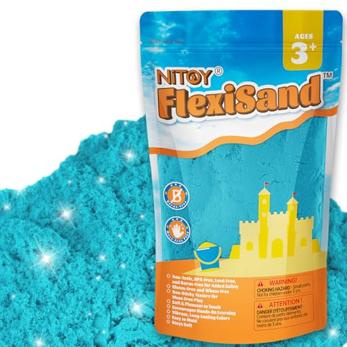 NiToy FlexiSand 0,9 kg di sabbia da gioco, non si asciuga mai - Divertente per bambini dai 3 anni in su, ricarica in bulk per giocattoli da scatola sensoriale, ideale per modellare, spremere e
