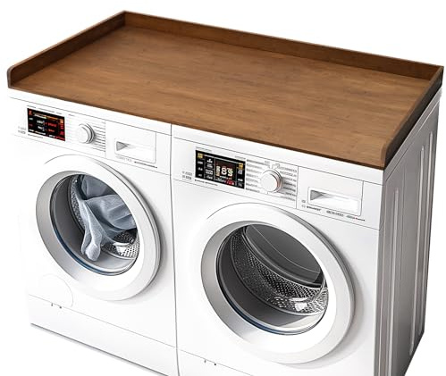 Gashell Washer Dryer Countertop, 27.5 x 54 Bamboo Washer and Dryer Countertop for Laundry Room Organization(Retro Brown)