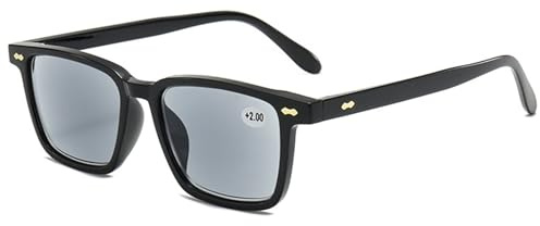 Lanomi Lesebrille Blaulichtfilter mit Sonnenschutz Getönt Lesehilfe Sehhilfe Damen Herren Sonnenlesebrille Rechteckige Sonnenbrille mit sehstärke