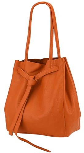 SH Leder ® Damen Echt Rindleder Shopper mit schleife und Innentasche in vielen Farben Schultertasche Henkeltasche 29x33cm Sandra G535