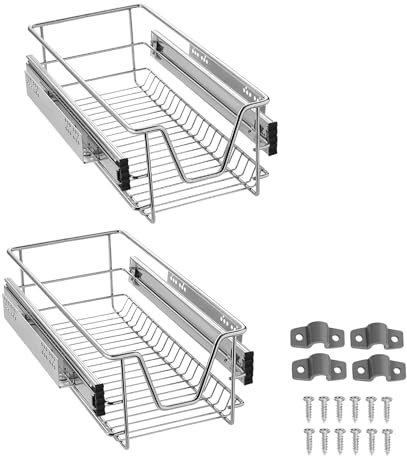 JNGLGO 2x Teleskopschublade Küchenschublade für 30 cm Schrank Küchenschrank Korbauszug Vollauszug 20kg Belastbar Schrankauszug
