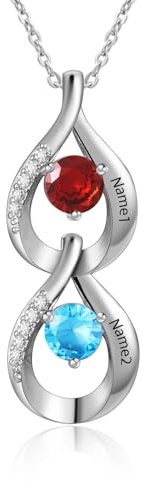 Personalisierte Sterling Silber ketten mit Simulierte Birthstone Halskette Echt Silber Gravur für Frauen halskette für mama mit gravur…