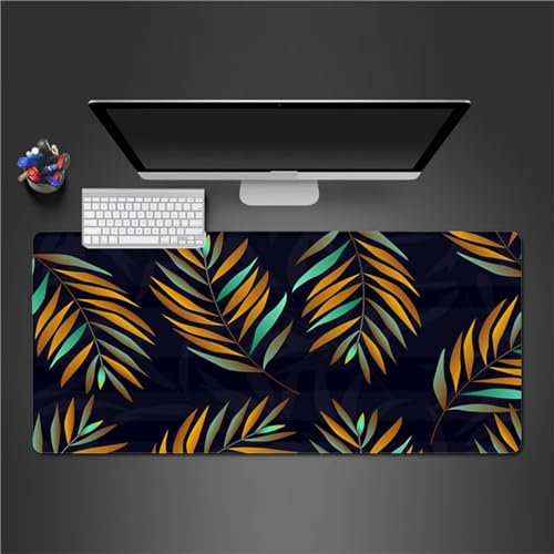 QiHon Gaming Mauspad XXL Braunes Blatt Großes Mauspad Schreibtischauflage mit Vernähte Kanten Einer speziellen Oberfläche verbessert Geschwindigkeit und Präzision 700x400x2mm