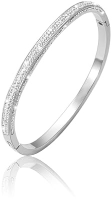JJDreams Damen Edelstahl Strass Armreif 4mm Silberarmband aus Edelstahl Dreifach facettiertes Strass Geschenk für Frauen
