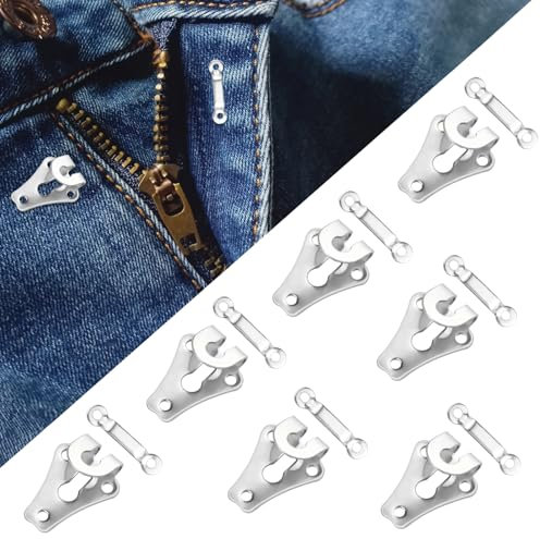 12 Sets Hook and Eye Fastenings for Clothes, Hook and Eye Latch Sewing, Trouser Fasteners Hook and Bar, Metal Steel Sewing Clips, Dress Clips to Stop Gaping for Repairing Waist, Trousers, Skirts