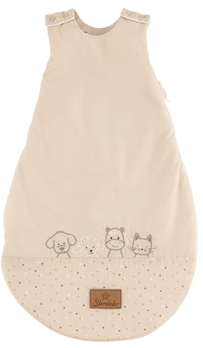 Sterntaler Babyschlafsack 50/56 Bauernhof - Schlafsack leicht wattiert aus weichem Polycotton - mit 2-Wege Reißverschluss & Druckknöpfen an der Schulter, beige