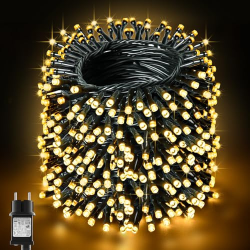 BOLWEO Lichterkette Außen 40M 400LED Weihnachtsbaum Warmweiß | Weihnachtsbaumlichter für Innen Außen, IP44 Wasserdicht Lichterketten mit 8 Modi und Timer für Weihnachtsbaum Schlafzimmer