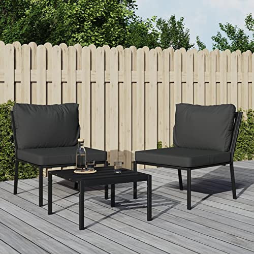 Buzaza Gartenstühle mit Grauen Kissen GartenstüHle Gartensessel Outdoor Garten StüHle Terassenstuhl 2 STK. 60x74x79 cm Stahl