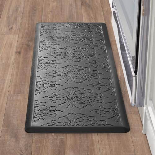 Chef Gear Wellness-Küchenmatte gegen Ermüdung, Marni-Design, gepolsterte Komfort-Kochmatte, Kunstleder, zum Kochen und Stehen, rutschfest, Maße: 44,5 x 121,9 cm, Schwarz