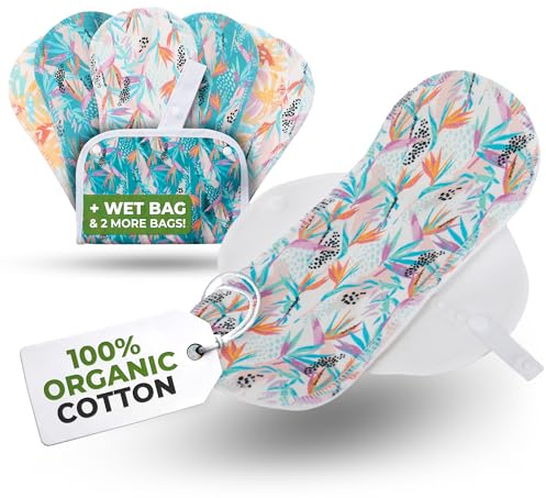 Natissy Salvaslips Reutilizables de Algodón Orgánico para Mujer, Lavables, Transpirables, Suaves, Sin Olores y Sin PUL - Pack 7 Talla S - Made in EU