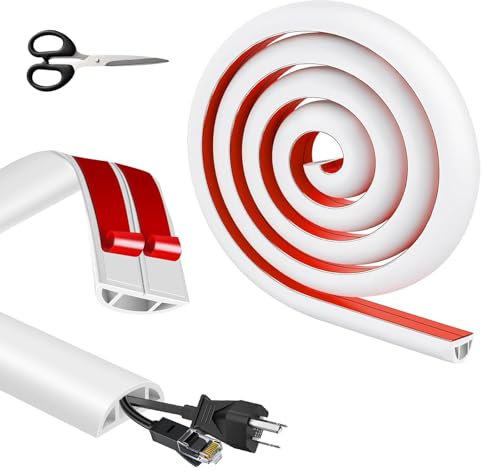 UBERMing 1.5M Mini Canalina Passacavi Autoadesiva, PVC Canalina Passacavi Canali a Cavo Semicircolare, Canaletta per Cavi Elettrici Adesiva Canaline Passacavi da Muro con Forbici, Bianco 30 mm x 10 mm