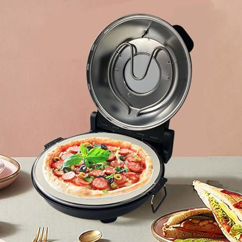 Countertop Pizza Oven Indoor - Heats Up to 420℃, 12 Inch Electric Pizza Oven Countertop + Pizza Stone Viewing Window Thermometer, Portable Pizza Maker, for Home Patio Rv