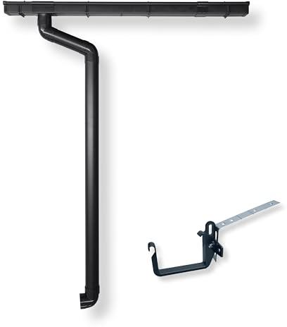 4 Home & Garden Gouttière RG 70 avec angle de montage - Kit complet avec tuyau de descente jusqu'à 650 cm - Type 200 tuyau de descente DN 60 - Plastique PVC anthracite (longueur du toit jusqu'à 600 cm