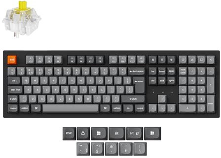 Keychron K10 Max Mechanical Keyboard ISO UK Layout, 100% Full Size QMK Wireless Custom Gaming Keyboard, Hot-Swappable Super Banana Switch with White Backlits for Mac Windows Linux