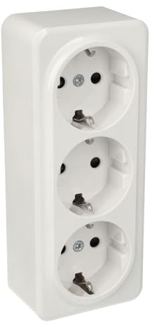 Jandei - Mecanismo Superficie Policarbonato Blanco, 16A 250V (Triple Enchufe Schuko)