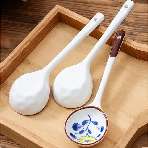 6 Stück Suppenlöffel,Asiatische Keramik Chinesische Japanischer Suppenlöffel für Suppe Dumplings Pho Wonton Miso