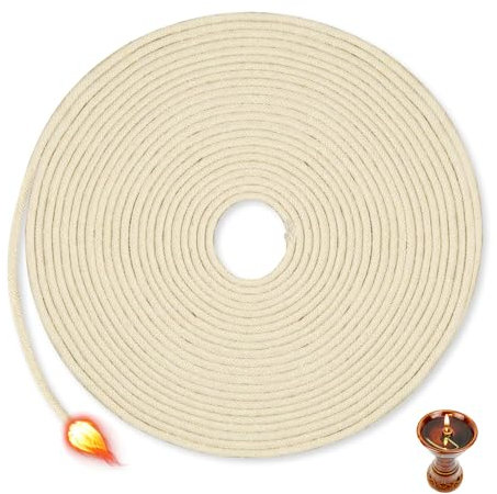 GIDWRIY Stoppini per Torce Ad Olio 3 MM,Stoppino in Cotone,Stoppini per Lampade,Stoppino per Fiaccola Citronella,Stoppini per Lumini Ad Olio,Stoppino per Candele a Cera Liquida per Candela Fai Da Te