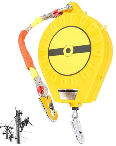 Lifeline rétractable – Équipement de sécurité anti-chute – Capacité de charge 150 kg – Ligne de vie auto-rétractable avec cordon absorbant les chocs – Bobine d'inertie pour construction et toiture