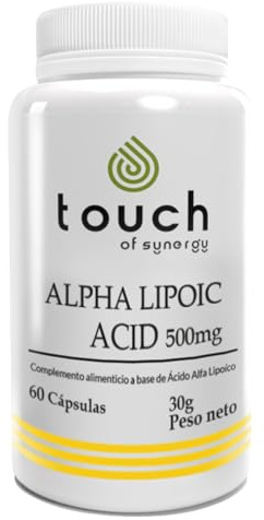 TOUCH OF SYNERGY – ÁCIDO ALFA LIPOICO 500 mg – Antioxidante Potente – Salud Celular, Energía y Metabolismo – Apoyo Neurológico y Control de Glucosa – 60 Cápsulas Vegetales