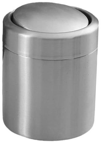 GLEAVI Poubelle Ronde Acier Inoxydable Avec Couvercle Petite Corbeille Pour Table Basse Et Comptoir