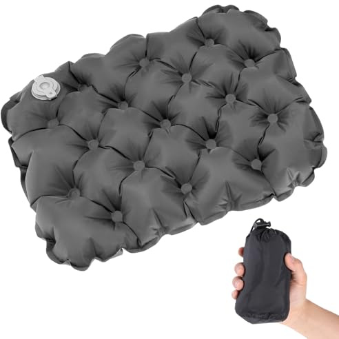 Ptwola Coussin de siège gonflable portable pour voyage en avion - Auto-gonflant - Pour le camping, le blanchisseur - Pour chaise de bureau, randonnée, escalade, kayak, terrasse, voiture