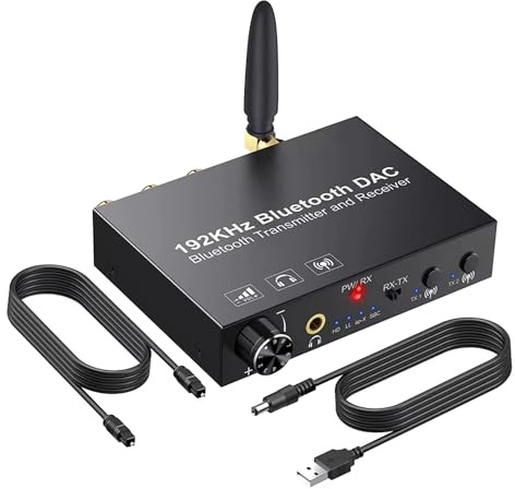 Cpolebev Convertitore Bluetooth 192KHz Trasmettitore Audio Wireless Ricevitore Adattatore Digitale Ottico da Coassiale Ad Analogico per TV Installazione Semplice