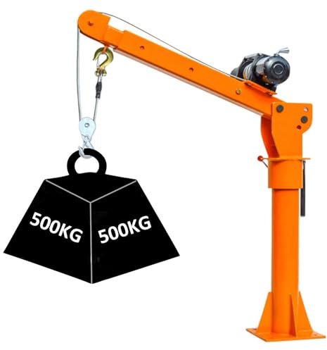 Healand Grue électrique pour camionnette de 1100 LB, Base pivotante à 360°, Hauteur de Levage et Angle réglables, avec treuil électrique de 3000 LB, 12 V ou 24 V, pour Le Levage dans Les usines.,12v