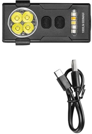 MALSSE Luminoso 1000LM Torcia Elettrica Doppia Sorgenti Luminose USB C Lavoro Ricaricabile per Emergenze Lavoro Portatile LED