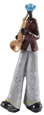 ACOLY Figuras de músico de banda de jazz, estatua de resina, adorno de escritorio vintage, escultura retro, decoración decorativa para el hogar, regalo de decoración de interiores.