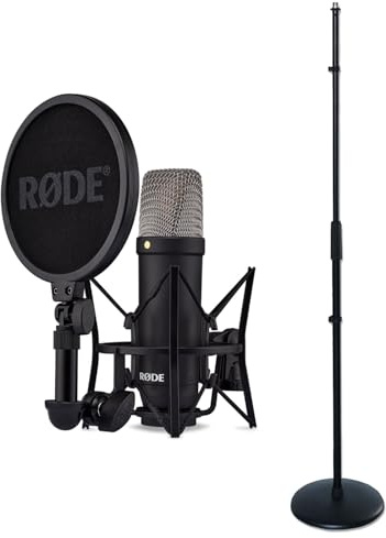Rode NT1 Signature Black Studio-Mikrofon mit keepdrum geradem Mikrofonständer