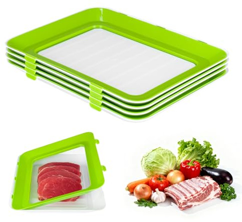 GREENSAPPIRE 4PCS Stretch Fresh Storage Trays Stackable Food Containers