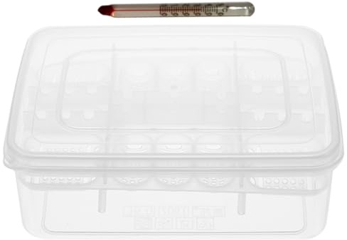 GARVALON Boîte D'incubation pour Reptiles et Couvercle Transparent en Plastique Blanc Incubateur D'œufs 16 Compartiments Thermomètre pour Élevage et Couvaison