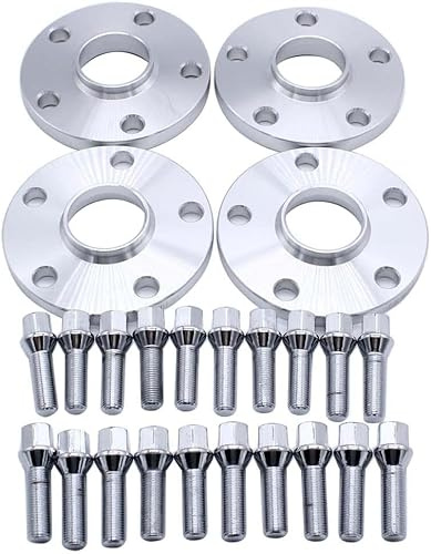 TAKPART 4 Stück 12 mm & 15 mm Distanzscheiben 5x112 mm nabenzentrierte geschmiedete Räder Distanzscheiben M14x1,5 Adapter Mittenbohrung 57,1 mm Kompatibel mit VW Golf MK7