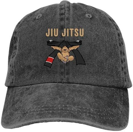 FBKKFCL BJJ Perezoso Jiu Jitsu Cinturón Negro con Texto Gorra de béisbol marrón Claro Sombreros de Hombre Visor Protección Snapback Gorras de Artes Marciales