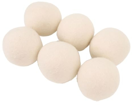 Hamwesh Wool Dryer Balls, 6 Pack Reduces Wrinkles and Static Dryer Balls Reusable Laundry Accelerates Drying Time with Essential Oil Diffuser for Gentle Care on (8cm) (8cm)