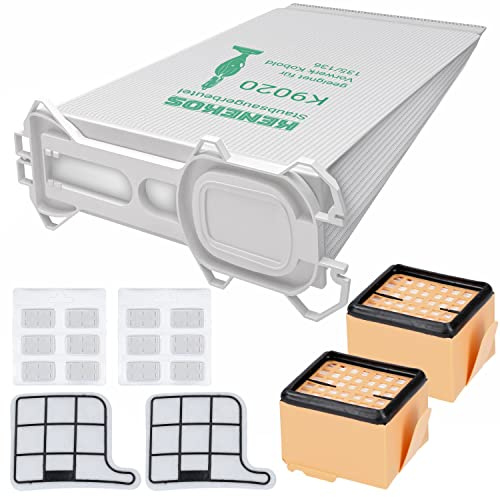 Kenekos - SET ECONÓMICO adecuado para Vorwerk Kobold 135/136 / 135SC / VK135 / VK136 12 bolsas de polvo + 2 filtros hepa + 2 filtros de protección del motor + 12x fragancias