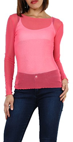 Miss Rouge: T-Shirt,Rete,Top Velo Trasparente,Taglia unica 36-40