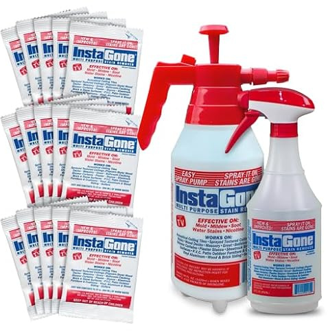 INSTAGONE, Cleaning Supplies, All Purpose Cleaner, 24oz, Spray Bottle, and 48oz Pump Bottle, with 0.8oz 15 pcs Refill Packs, Household Items, Household Cleaning, Multipurpose Cleaner, Stain Remover