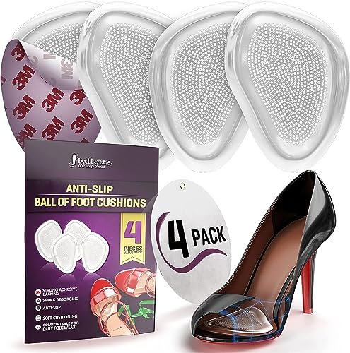 Ballotte - Demi Semelles Chaussures Gel Anti Ampoule Semelle Anti Odeur en Silicone pour Femmes, Coussinet Chaussure Réutilisables, Tous Type de Chaussures, Talon Aiguille (Transparent - 4 Unités)