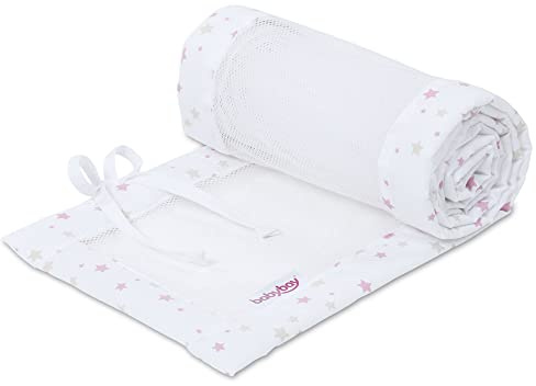 babybay nest nätpiké/sängskydd för sidosäng/stötskydd för babysäng, lämplig för modell original, vit stjärnblandning sand/bär