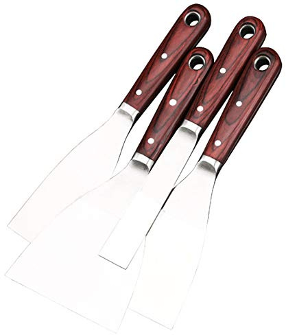 Outil Pour Grattoir À Papier Peint,Jeu De Spatules En Acier Inoxydable Couteau À Enduire,Outil De Peinture Pour Calfeutrage, Enlèvement De Grattage, Décapant Pour Bois,25MM,50MM,75MM,100MM(4 Pièces)