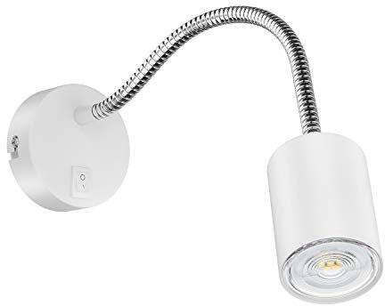 ledscom.de Leselampe WAIKA mit Schwanenhals und Schalter weiß matt, inkl. GU10 LED Lampe (warmweiß, 5,4W, 510lm, 45°)