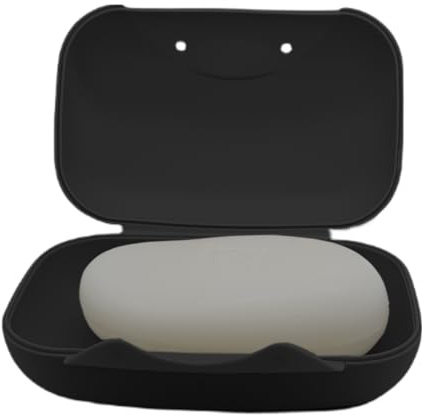 Vonpri Soap Holder Container, Portable Bar Soap Saver Scrubber Case for Bathroom and Kitchen (Black)