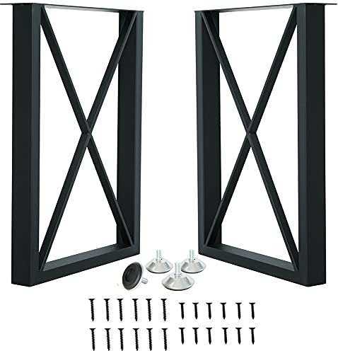 Table Legs Set Square Coffee Table Legs,Cast Iron Dining Table Legs, Industrial Bench Legs,Rustic Heavy Duty DIY Furniture Legs,Square Tube Computer Deck 2 PCS(28” Height 18” Wide) (D)