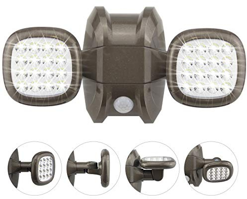 HONWELL LED Außen Sicherheitsbeleuchtung, Wasserdicht IP65 Drahtlose Sicherheitslicht 600 Lumen Bewegungsmelder Aussen Batterie Aussenstrahler Wandleuchte Sicherheitslicht für Garten,Bronze